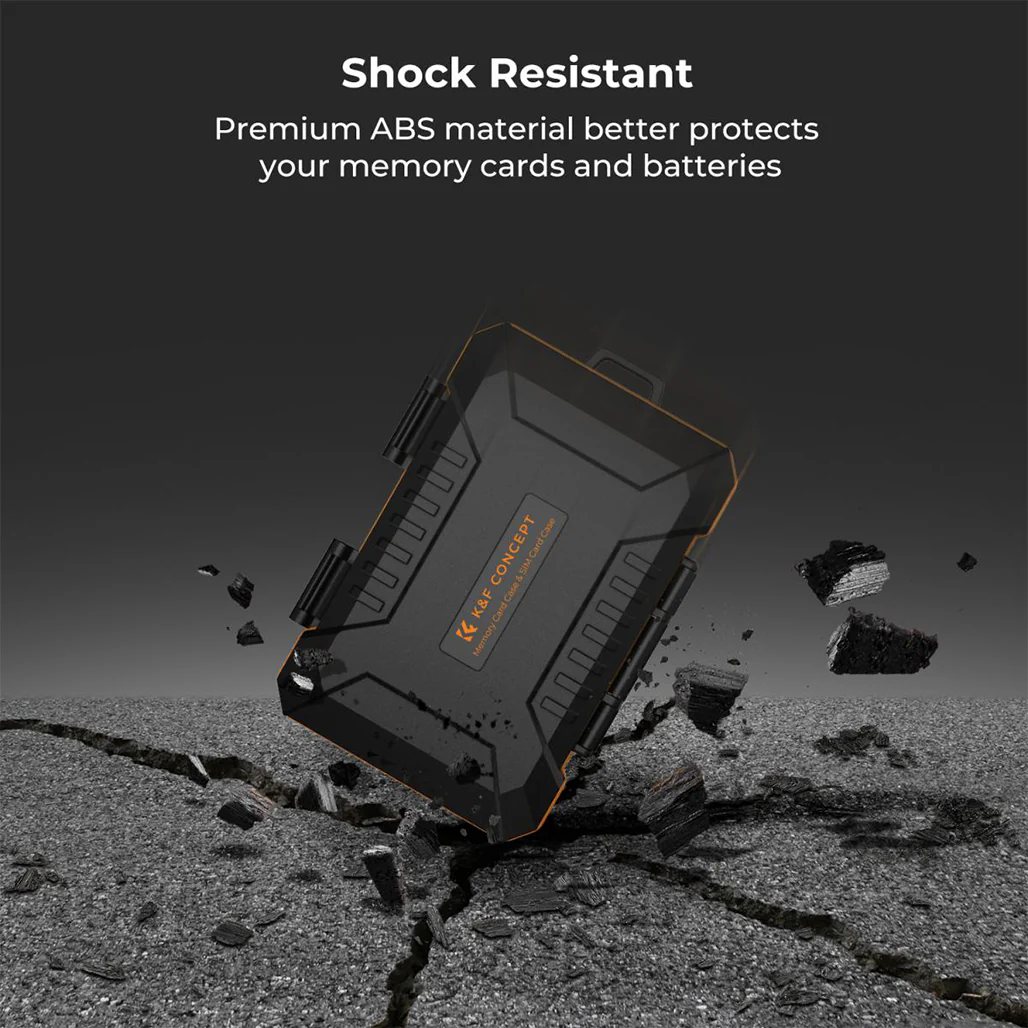 K&F Concept Memory Card Case – 25-Slot Shockproof Storage for SD, CF, CFexpress, Micro SD, SIM Cards - Image 7