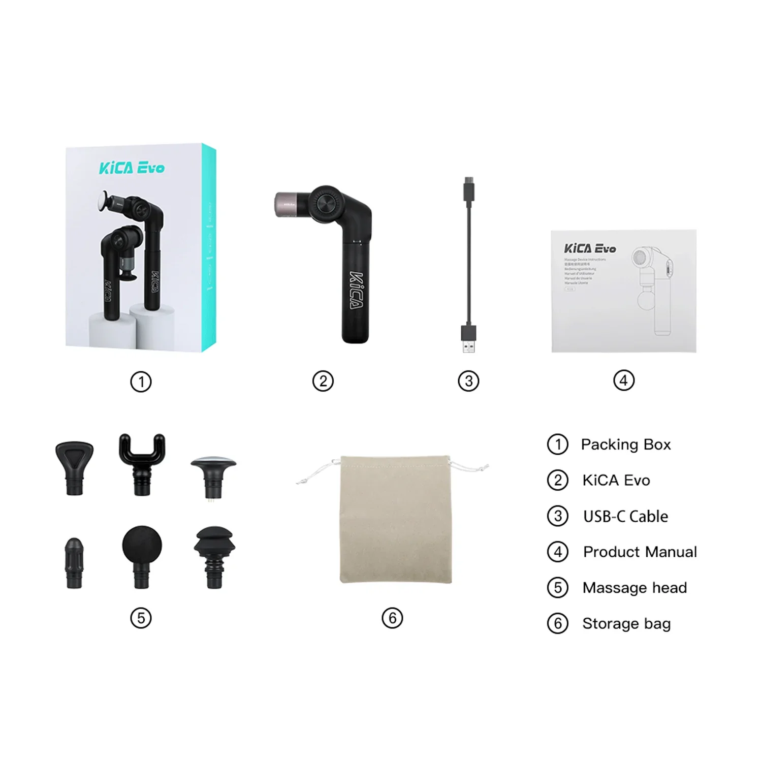 KiCA Evo - Professional Massage Gun with Foldable Design, Extendable Handle, and Heat Function - Image 7