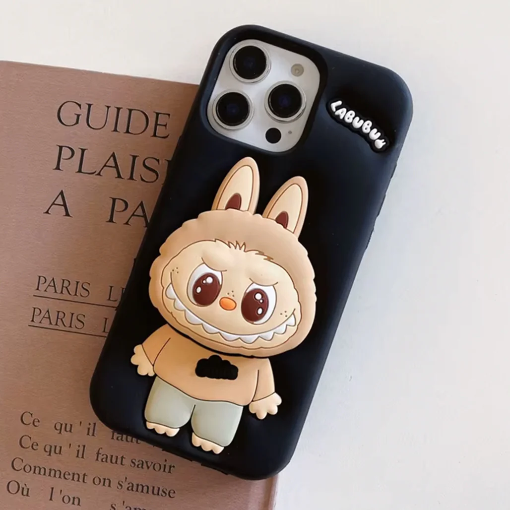 Labubu Shockproof Silicone Case with Stand for iPhone 16 Pro - Image 3