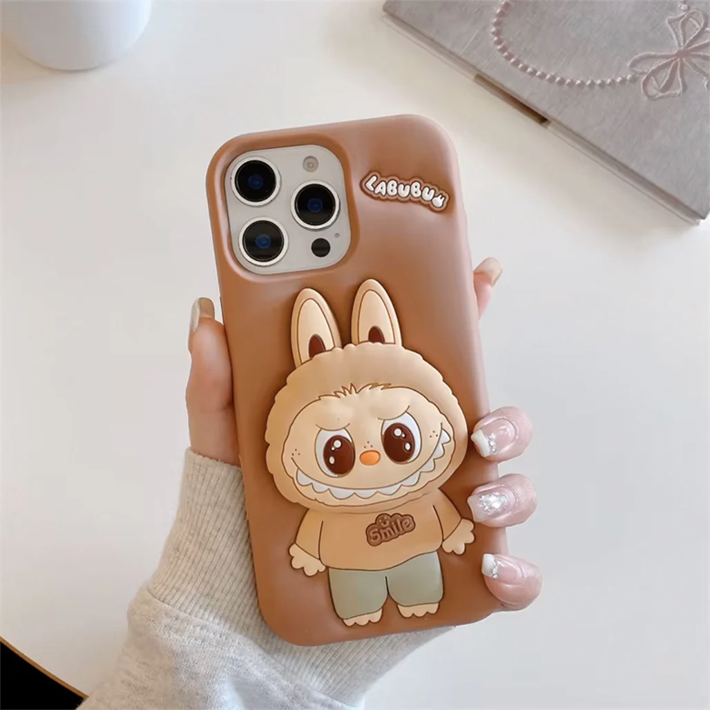 Labubu Shockproof Silicone Case with Stand for iPhone 16 Pro - Image 4