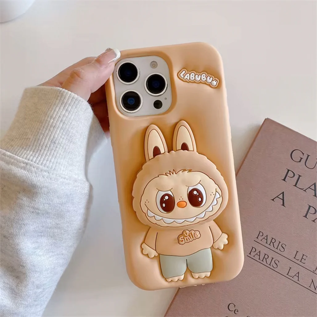 Labubu Shockproof Silicone Case with Stand for iPhone 16 Pro - Image 5