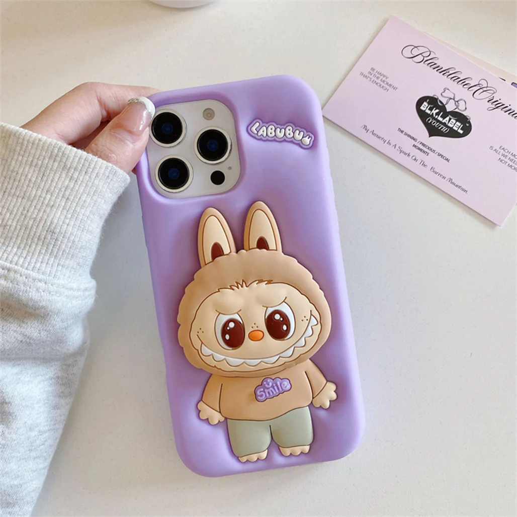 Labubu Shockproof Silicone Case with Stand for iPhone 16 Pro - Image 6