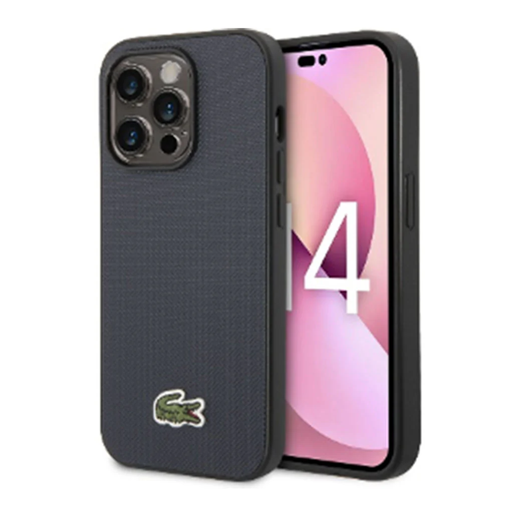 Lacoste Hard Case Iconic Petit Pique PU Woven Logo Estragon for iPhone 14 Pro - Image 2