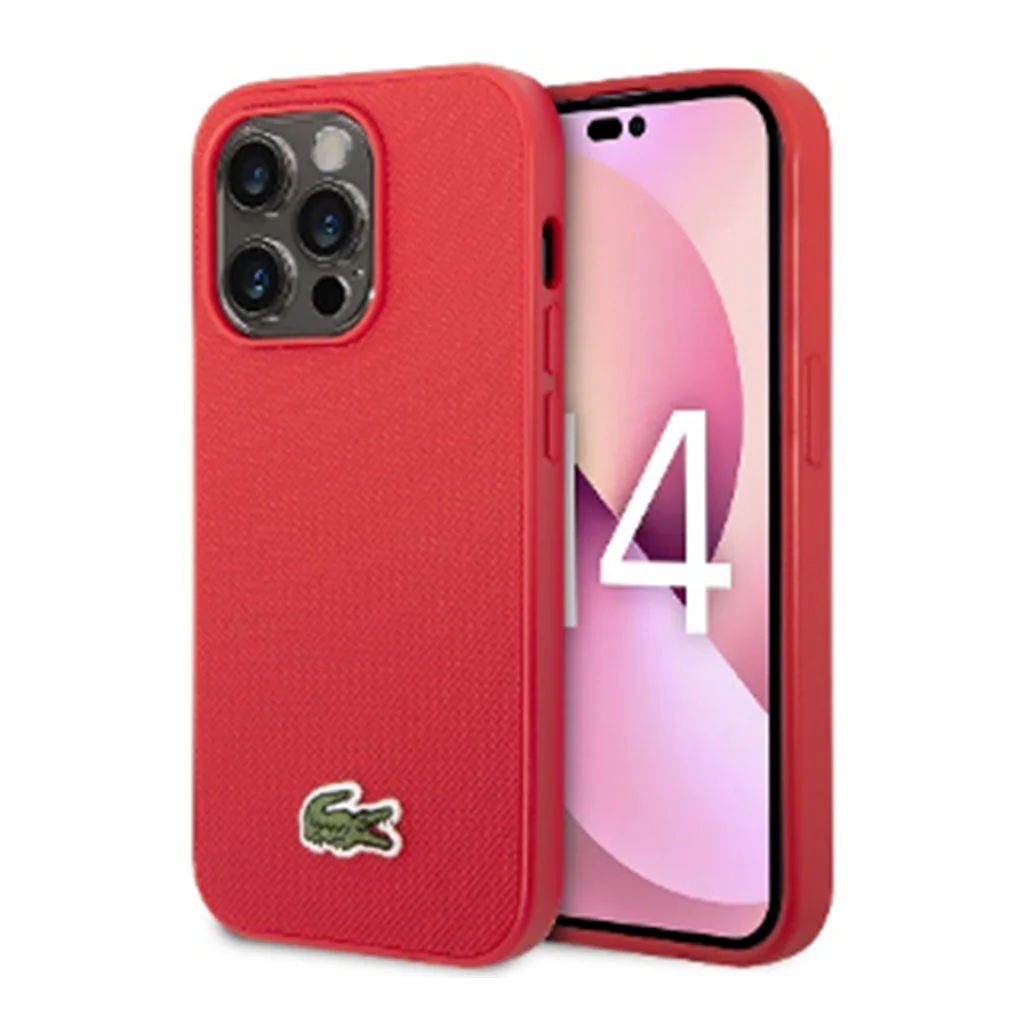 Lacoste Hard Case Iconic Petit Pique PU Woven Logo Estragon for iPhone 14 Pro - Image 5
