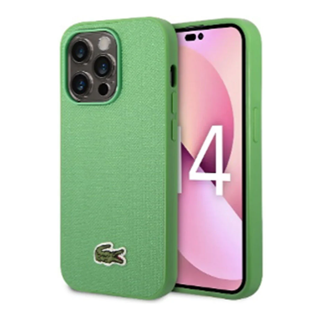 Lacoste Hard Case Iconic Petit Pique PU Woven Logo Estragon for iPhone 14 Pro - Image 6