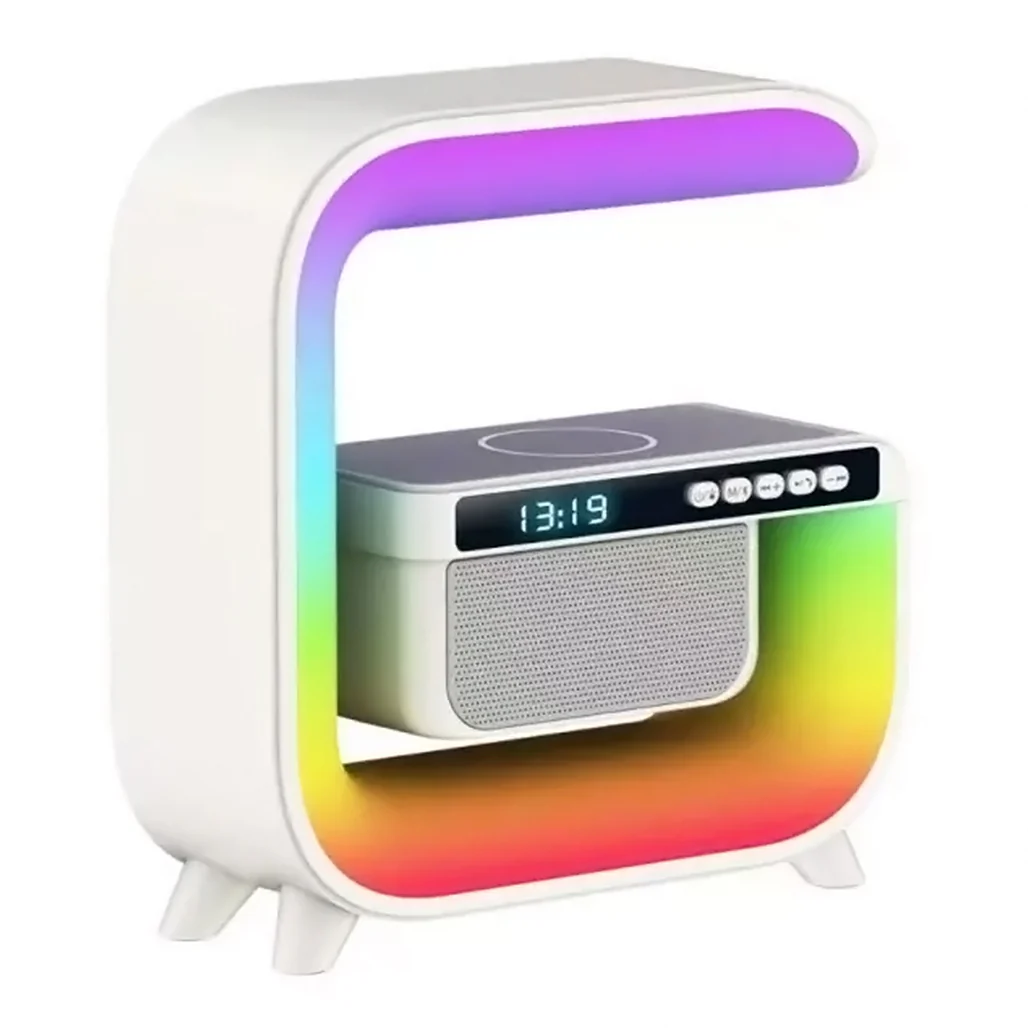 LED Wireless Charging Speaker with RGB Mood Light & Clock – HM-G3 Big Square G | Bluetooth 5.2 | 15W Fast Charging - Image 2