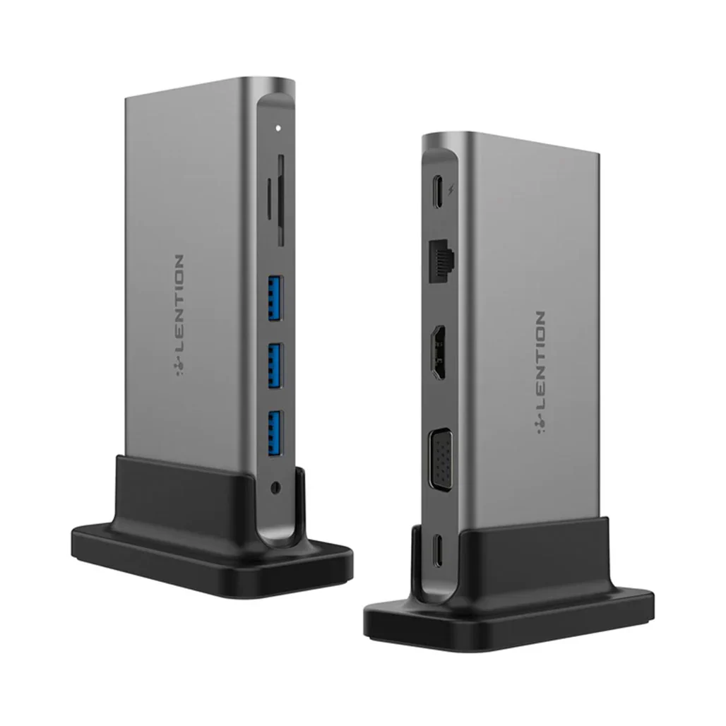Lention 10-in-1 Long Cable USB-C Docking Station (CB-D55) | 4K HDMI, VGA, Gigabit Ethernet, SD Card Reader - Image 2