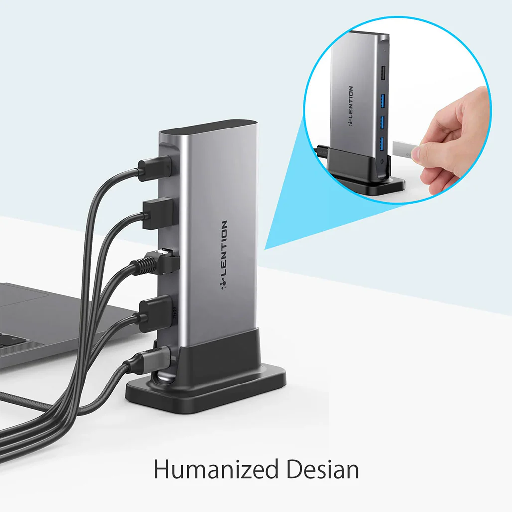 Lention CB-D53s Universal USB-C Docking Station | 4K 60Hz HDMI, 100W Power Pass-Through, Gigabit Ethernet - Image 4