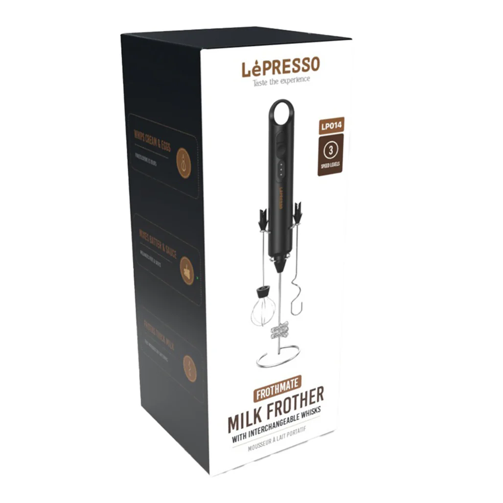 LePresso 3-in-1 Rechargeable Frother - Black | Multi-Speed Mixer for Batter, Cream, and Milk Frothing - Image 3
