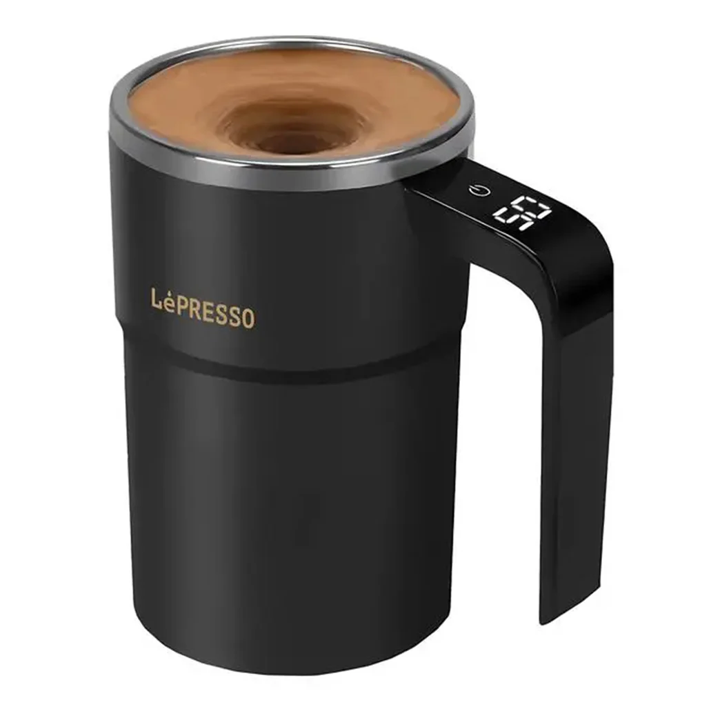 LePresso Auto Magnetic Stirring Cup – 380ml Self-Stirring, Rechargeable Stainless Steel Cup with Touch Control & Patented Design