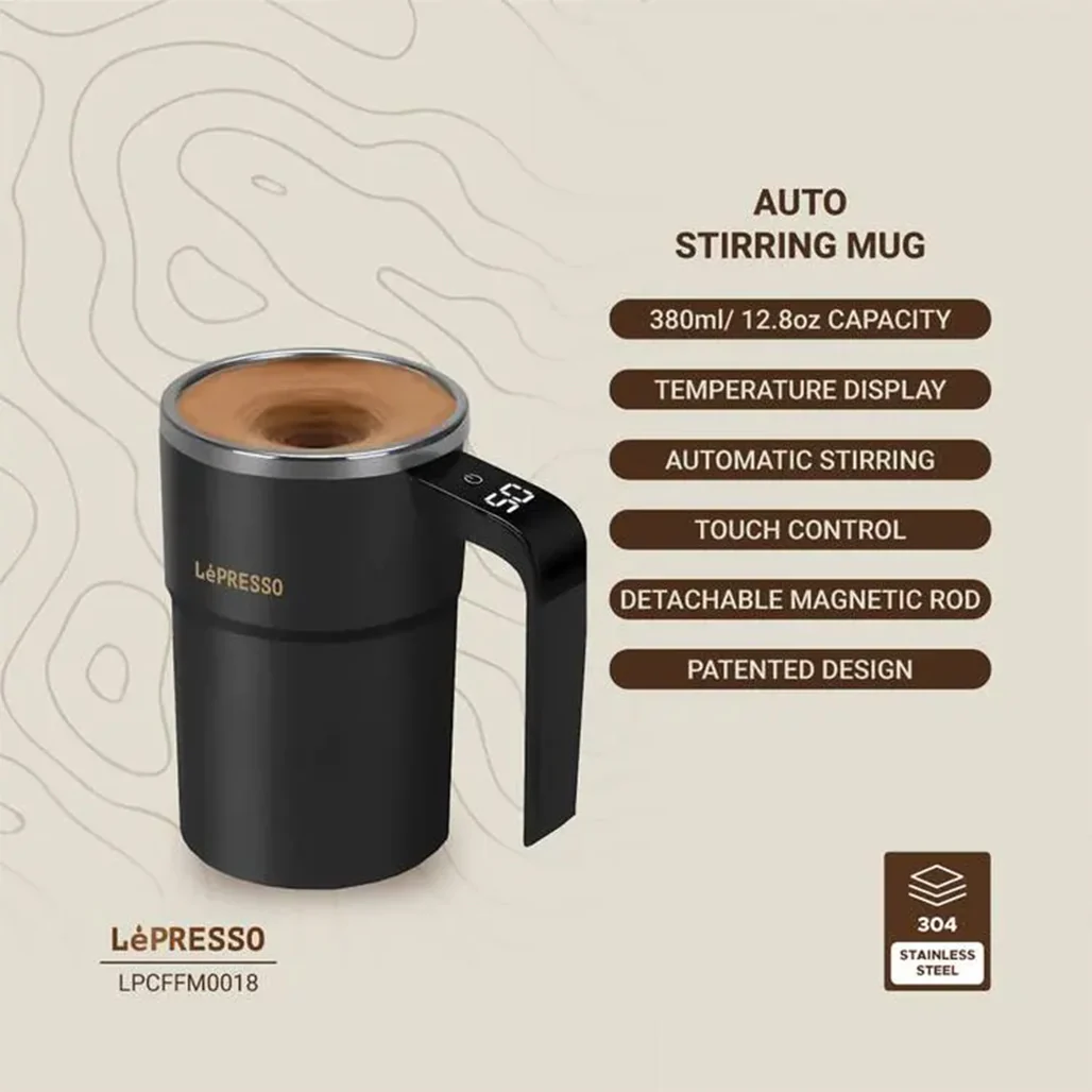 LePresso Auto Magnetic Stirring Cup – 380ml Self-Stirring, Rechargeable Stainless Steel Cup with Touch Control & Patented Design - Image 5