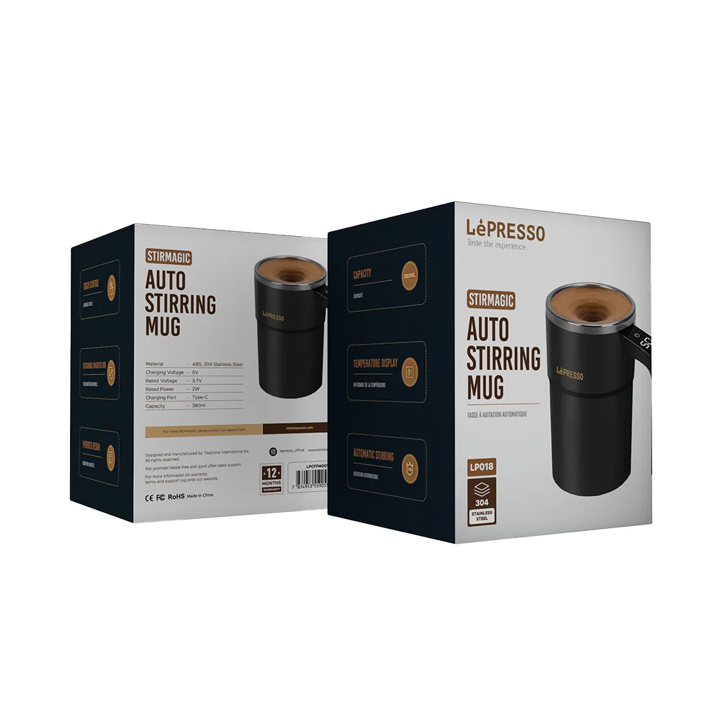 LePresso Auto Magnetic Stirring Cup – 380ml Self-Stirring, Rechargeable Stainless Steel Cup with Touch Control & Patented Design - Image 6