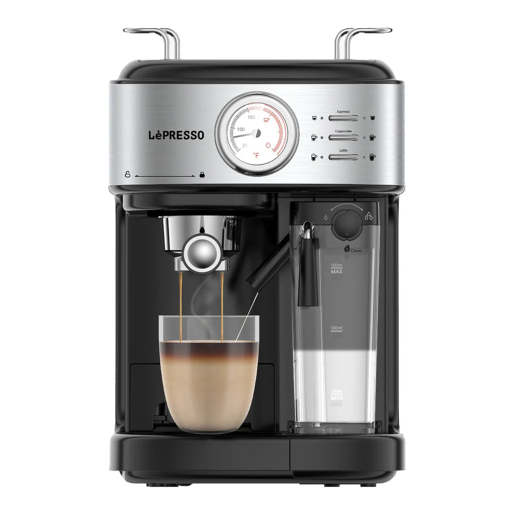 LePresso Coffee Machine – 20 Bar Pressure Pump, Capsule Filter, Milk Froth Nozzle – 1.7L Water Tank, 1050-1250W – Black