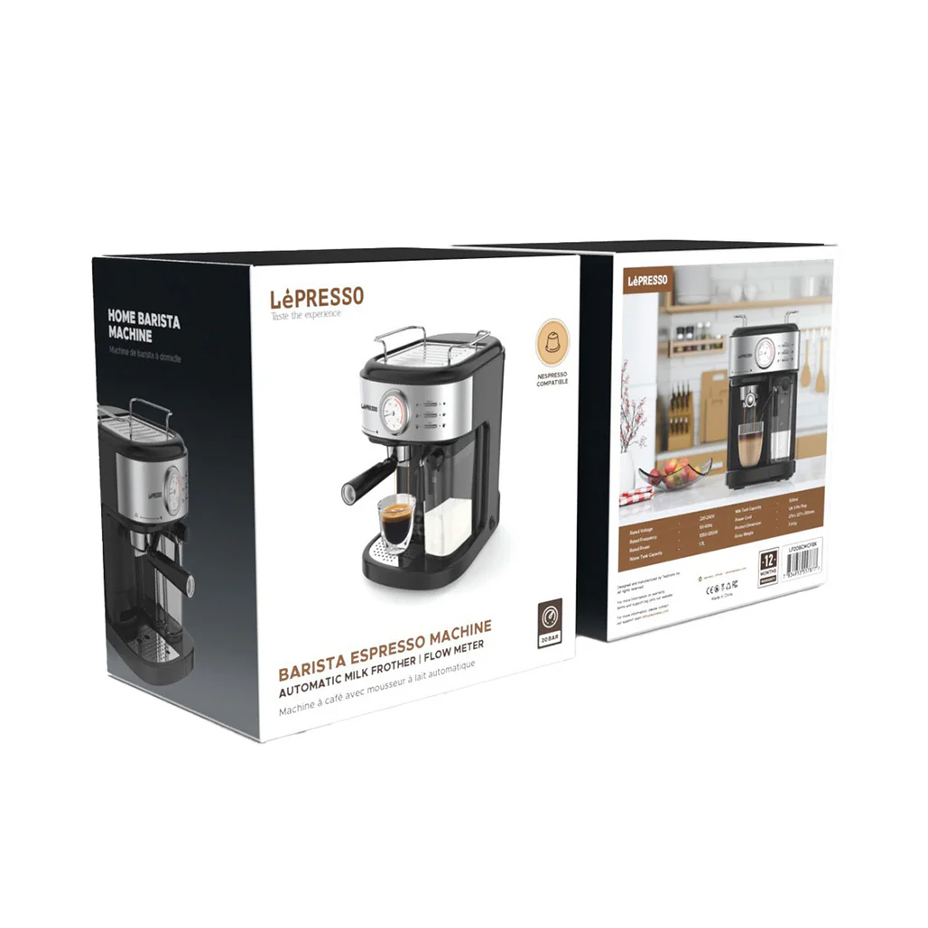 LePresso Coffee Machine – 20 Bar Pressure Pump, Capsule Filter, Milk Froth Nozzle – 1.7L Water Tank, 1050-1250W – Black - Image 4