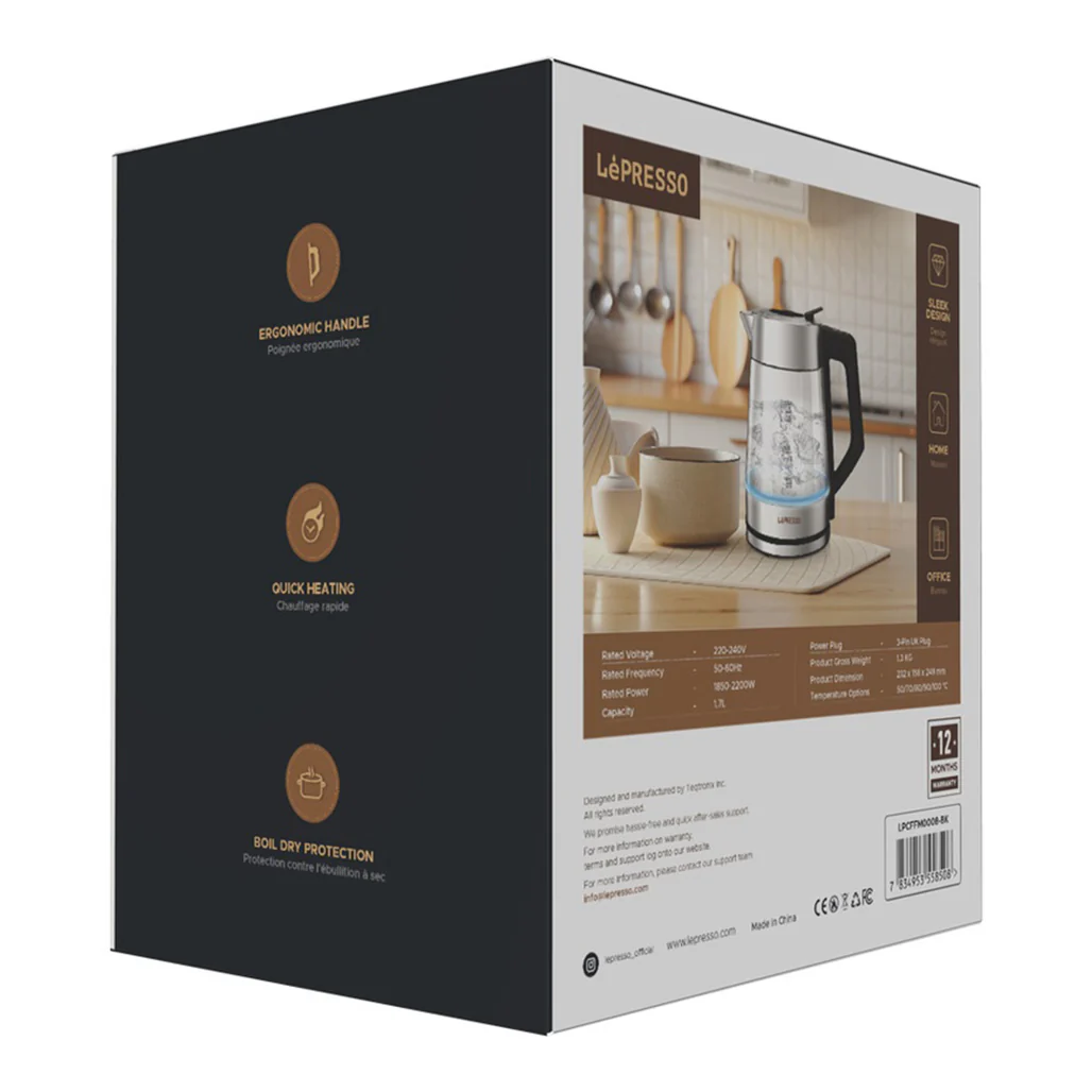 LePresso Multi-Temperature Illuminated Glass Kettle 1.7L - Image 4
