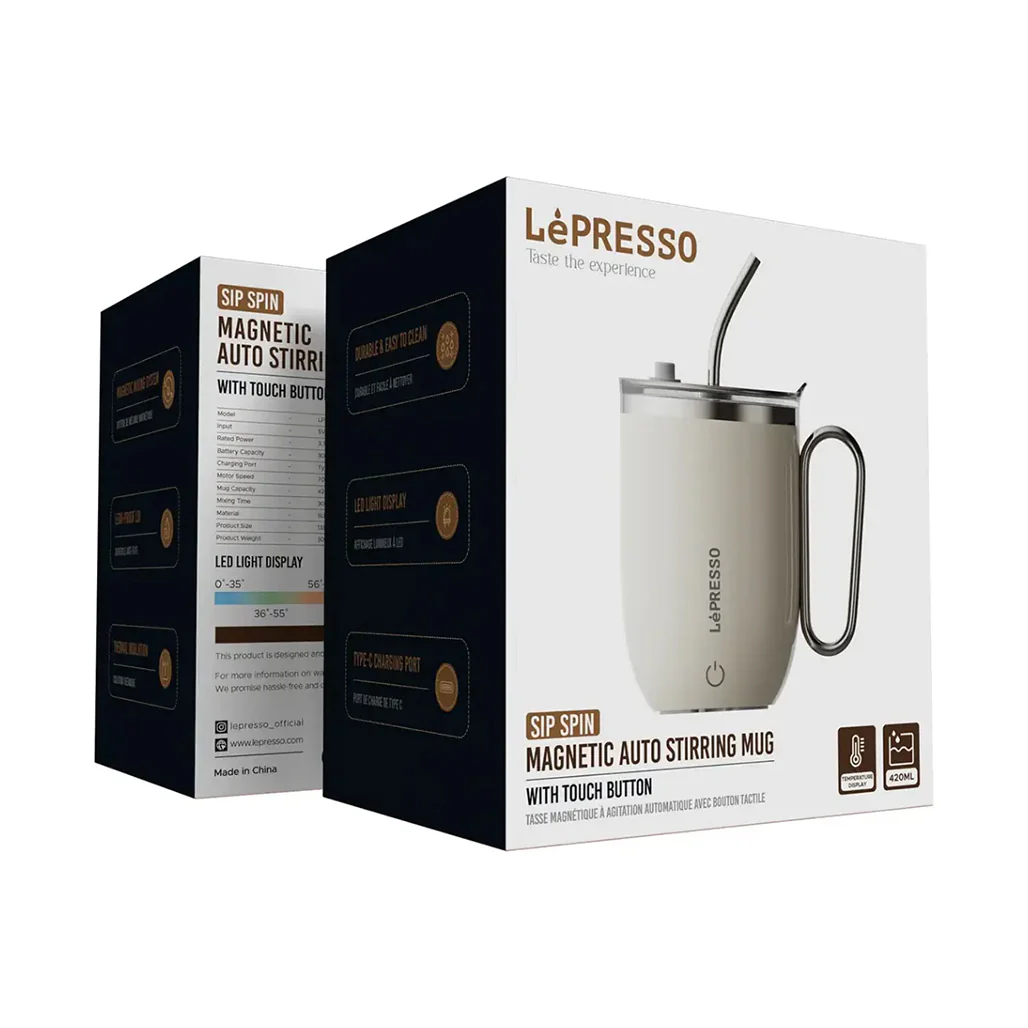 Lepresso Sip Spin Magnetic Auto Stirring Mug with Touch Button - Image 4