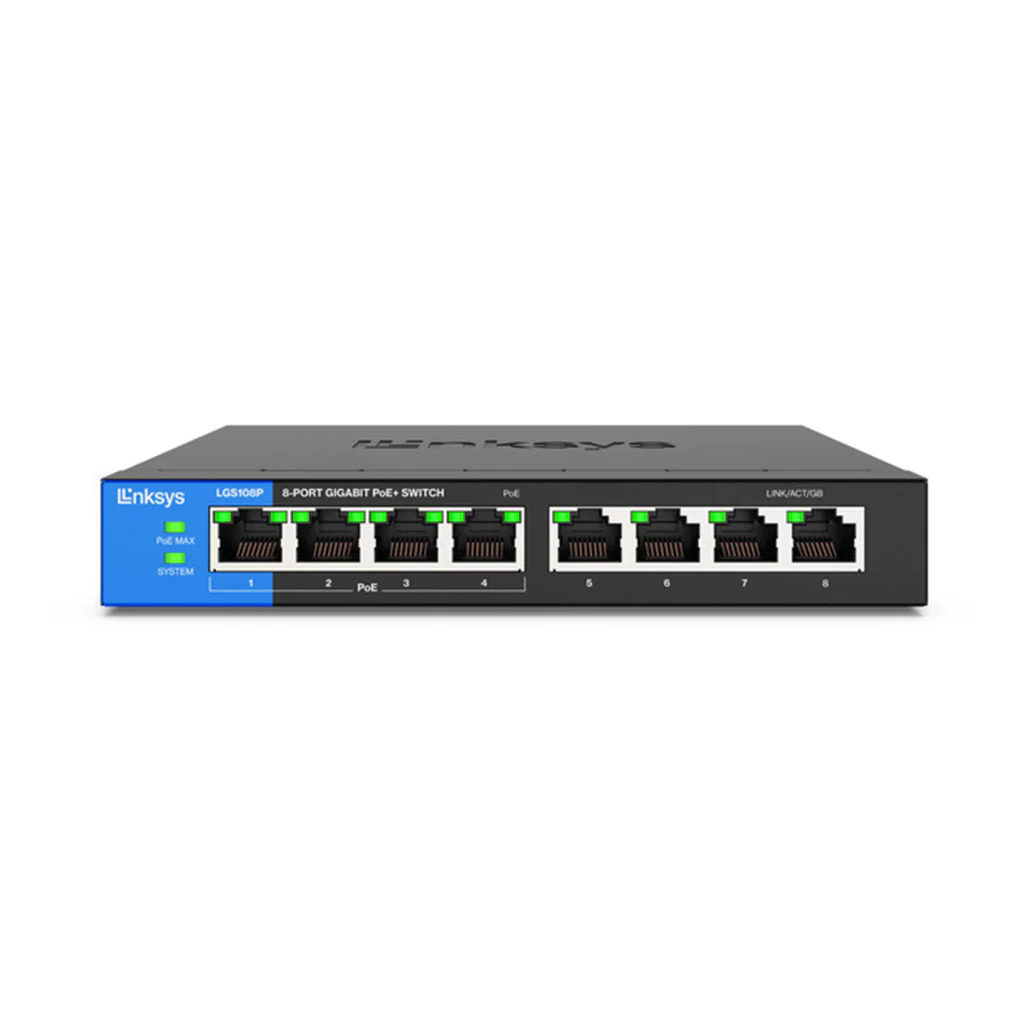 Linksys LGS108P - 8-Port Gigabit Unmanaged PoE+ Switch with 50W Power Budget