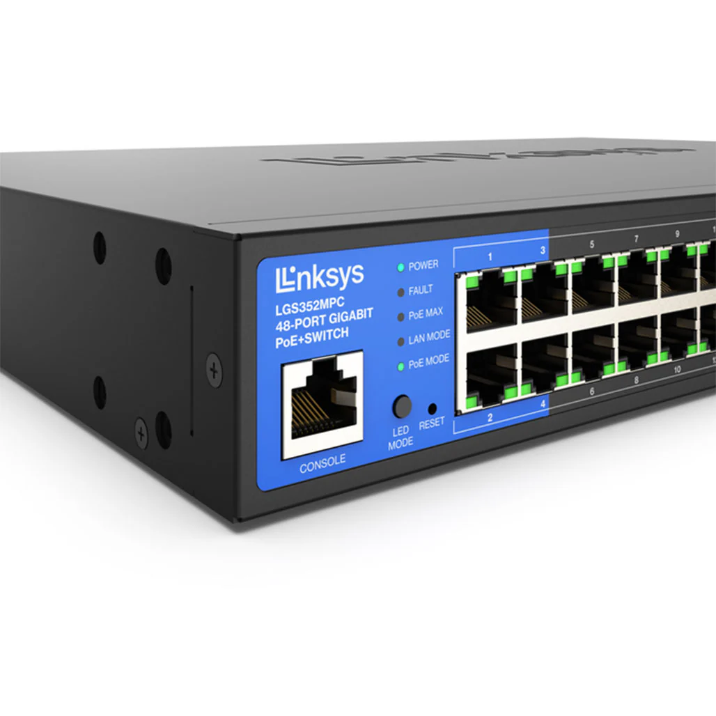 Linksys LGS352MPC-EU - 48-Port Managed Gigabit PoE+ Switch with 4 10G SFP+ Uplinks and 740W Power Budget - Image 5