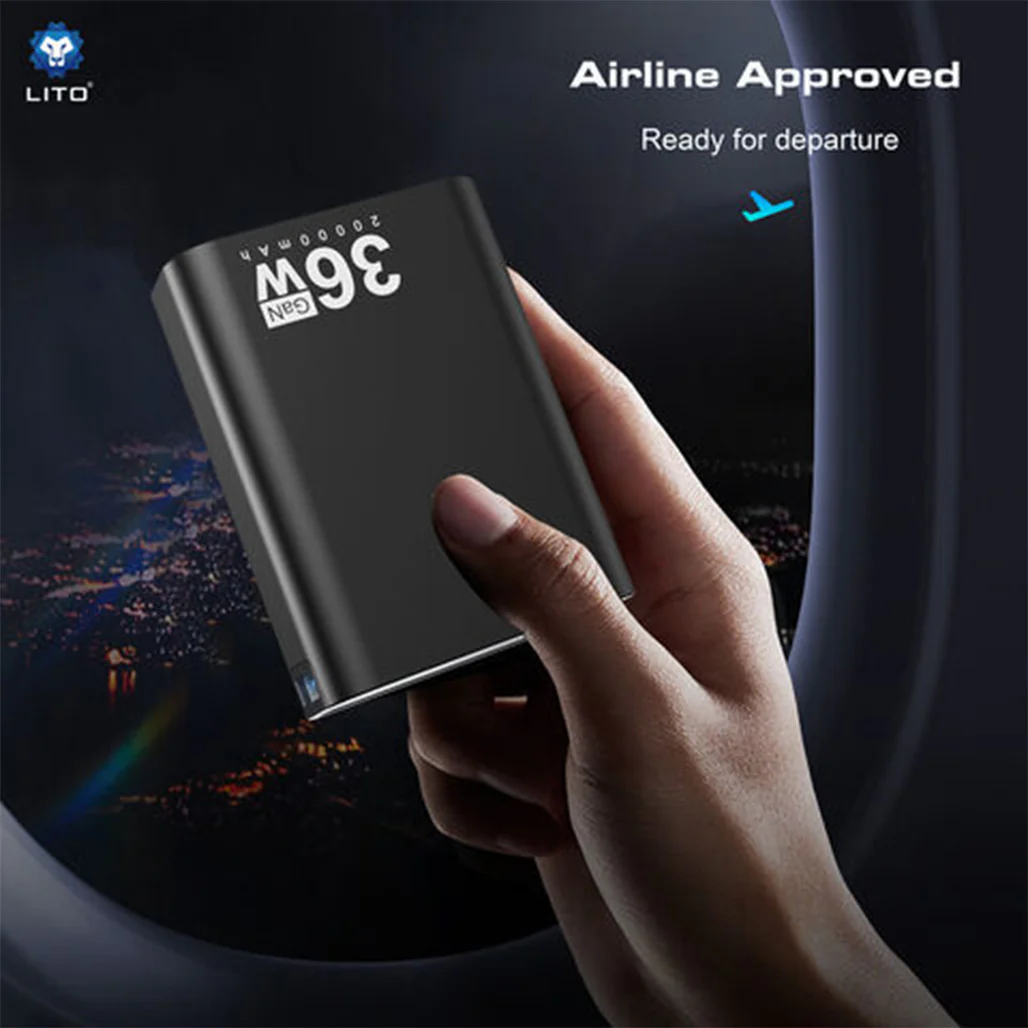 LITO LP02 20000mAh 36W GaN Power Bank – Ultra-Compact Fast Charger with PD & USB-A Dual Output - Image 3