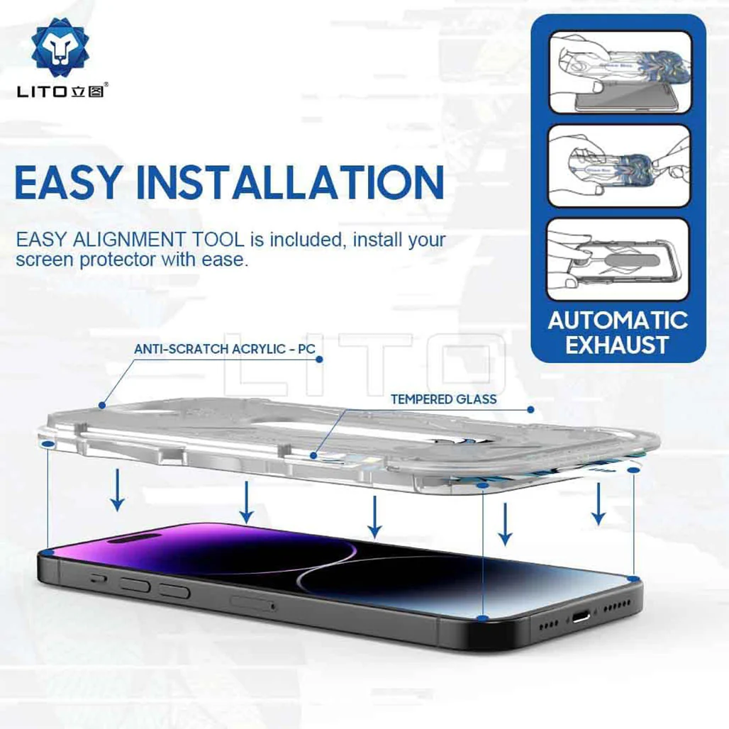 LITO Magic Box D+ Tools Full Glass Screen Protector for Apple iPhone 14 Pro – HD Transparency & Scratch Resistant - Image 4