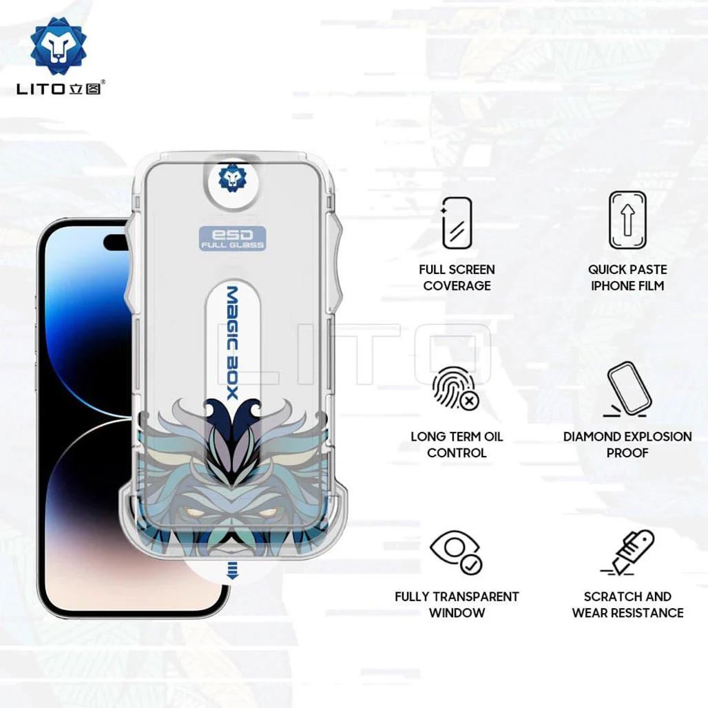 LITO Magic Box D+ Tools Full Glass Screen Protector for Apple iPhone 14 Pro – HD Transparency & Scratch Resistant - Image 5
