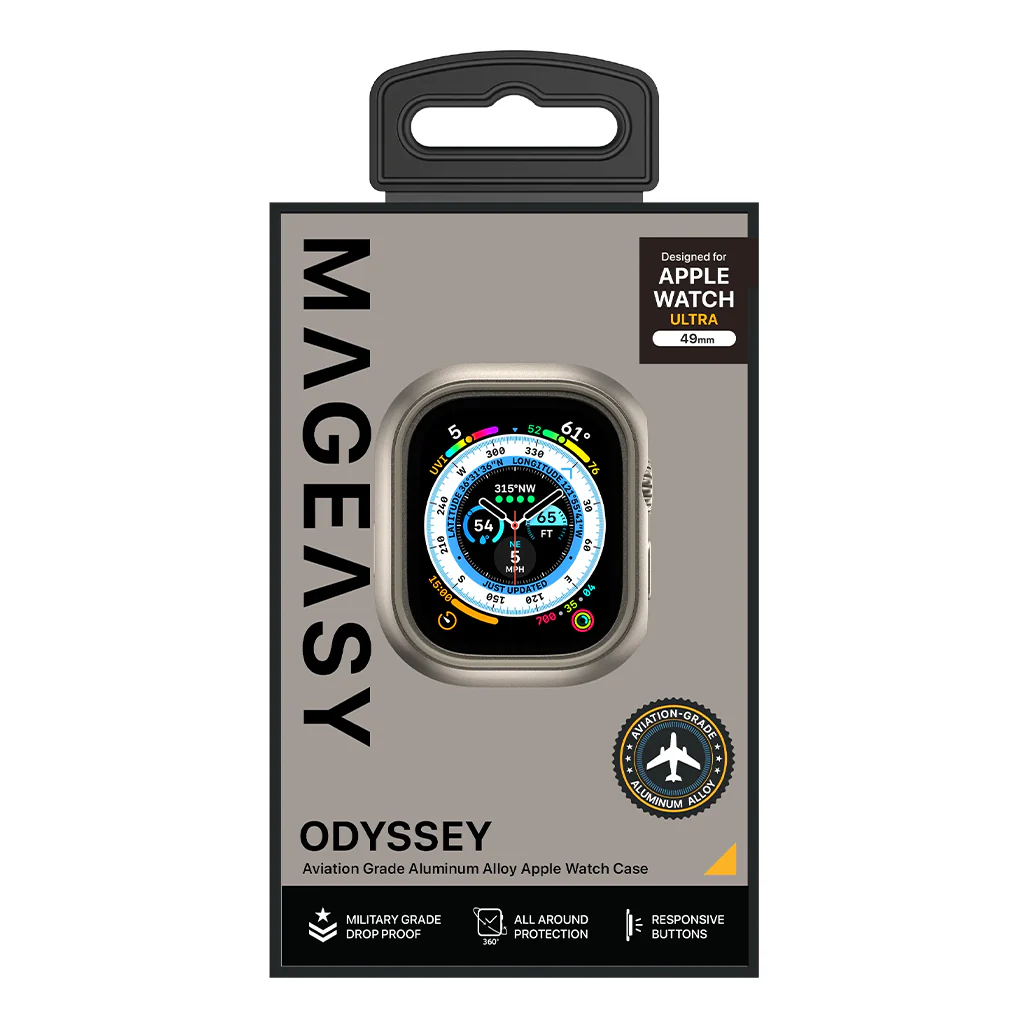 Mageasy Odyssey Aviation Grade Aluminum Alloy Case for Apple Watch Ultra 49mm - Titanium - Image 3