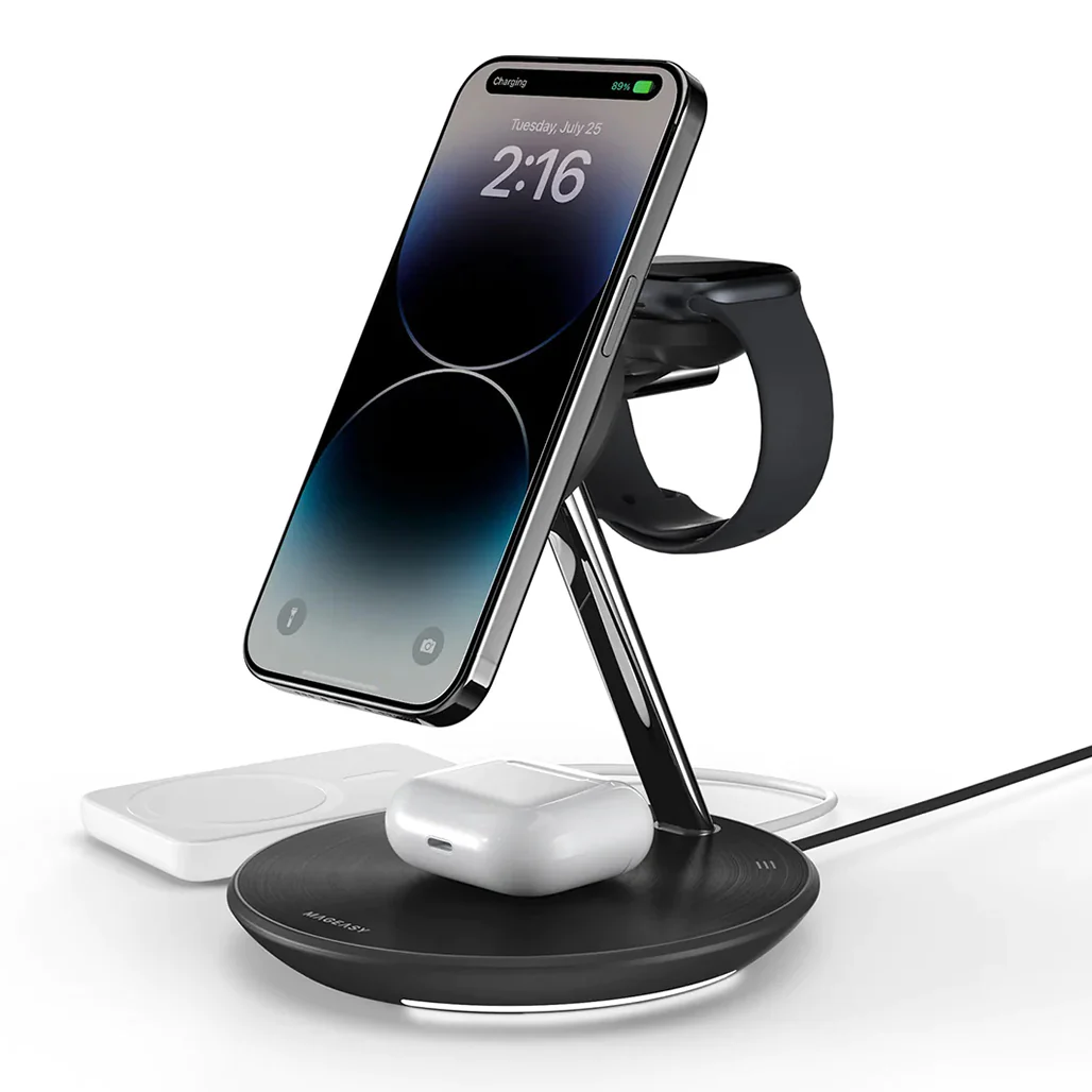 MagEasy PowerStation 5-in-1 Magnetic Wireless Charging Stand - Black - Image 2