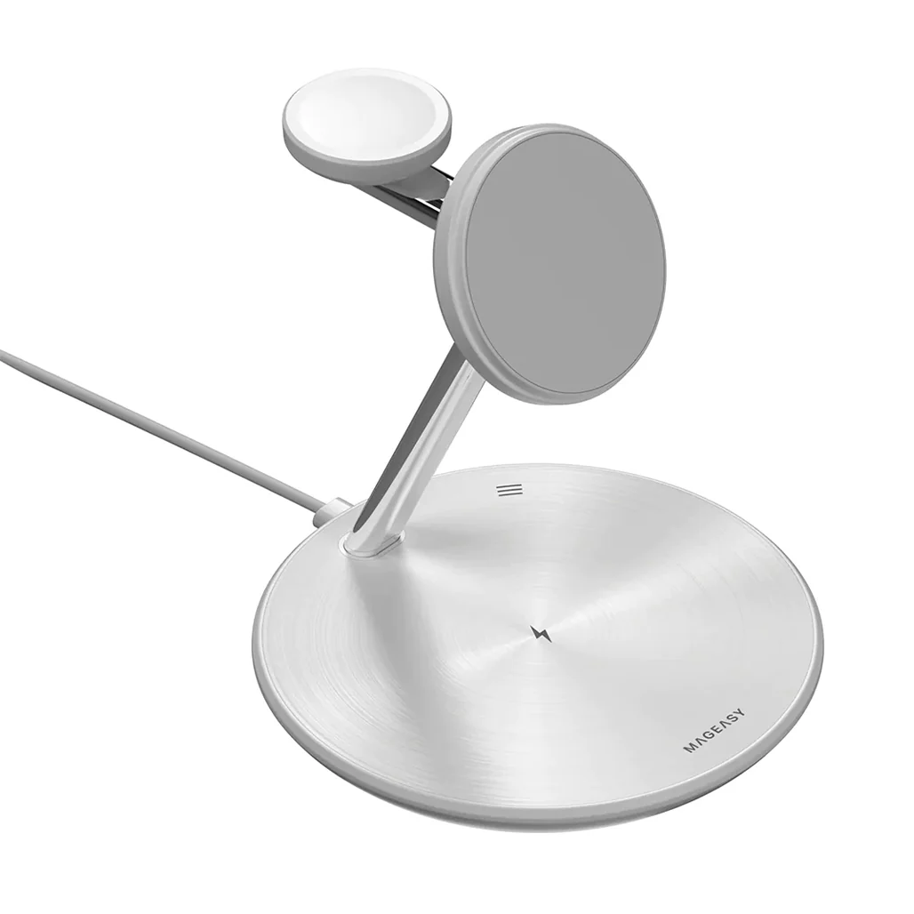 MagEasy PowerStation 5-in-1 Magnetic Wireless Charging Stand - White - Image 4