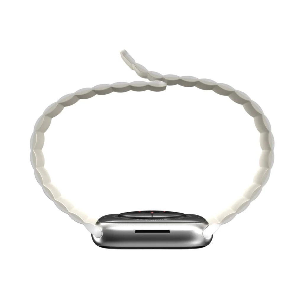 Mageasy SKIN Silicone Magnetic Apple Watch Band 38mm/40mm/41mm - White | Waterproof & Sweat-Resistant - Image 5