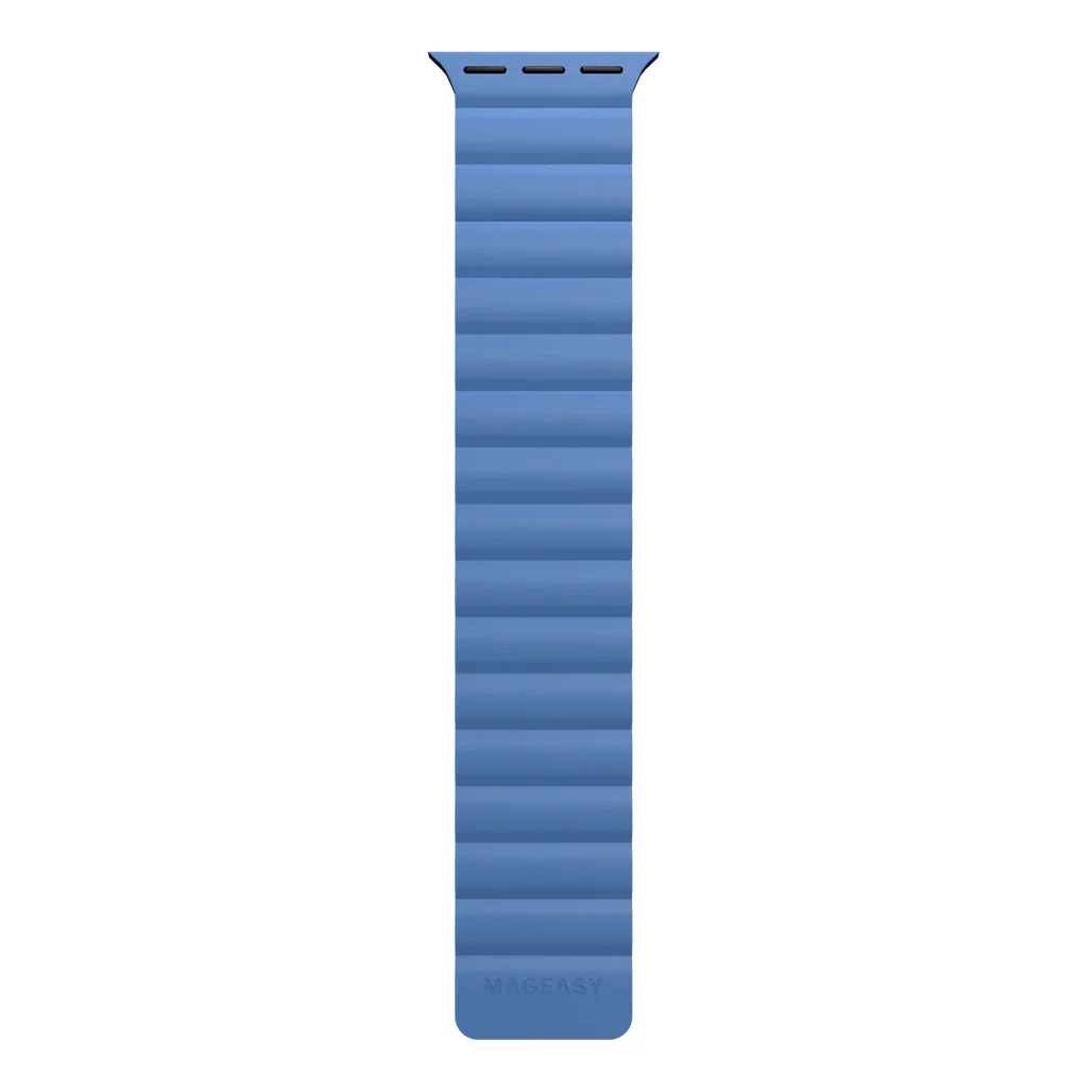Mageasy SKIN Silicone Magnetic Apple Watch Band 44mm/45mm/49mm - Blue | Waterproof & Sweat-Resistant