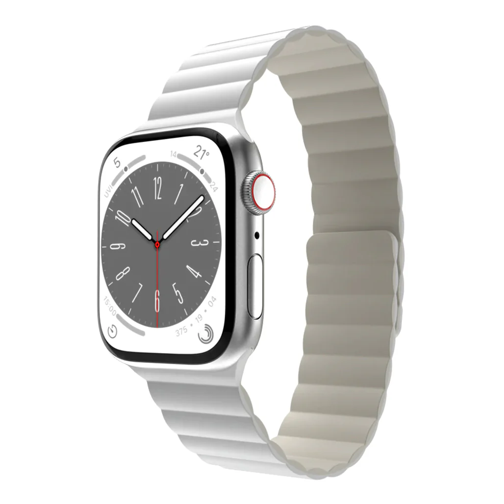Mageasy SKIN Silicone Magnetic Apple Watch Band 44mm/45mm/49mm - White | Waterproof & Sweat-Resistant - Image 3