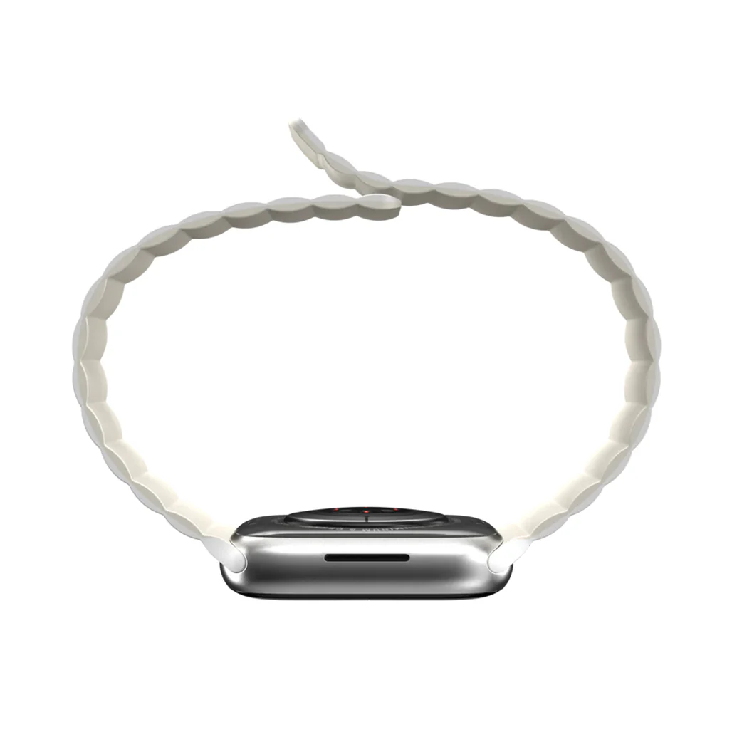 Mageasy SKIN Silicone Magnetic Apple Watch Band 44mm/45mm/49mm - White | Waterproof & Sweat-Resistant - Image 5