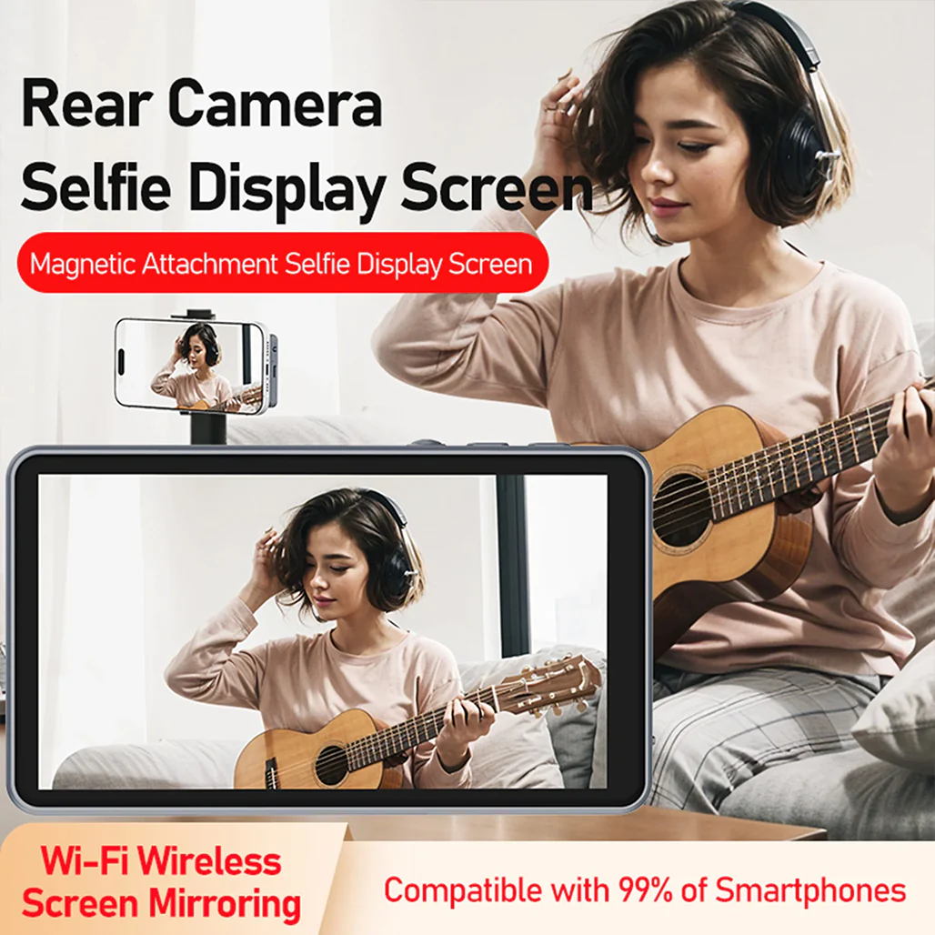 Magnetic Phone Vlog Selfie Monitor Screen – 4.02" 1080P Wireless & Wired Recording, Magnetic Attachment, Real-Time Display for Rear Camera Selfies, Vlogging, Live Streaming, and TikTok – Compatible with iPhone - Image 18