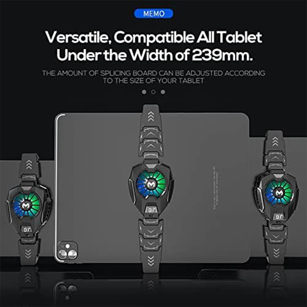 MEMO DL05 Tablet Cooler with LED Temperature Display, RGB Lighting & USB-C – Universal Fit for iPad and Tablets - Image 3