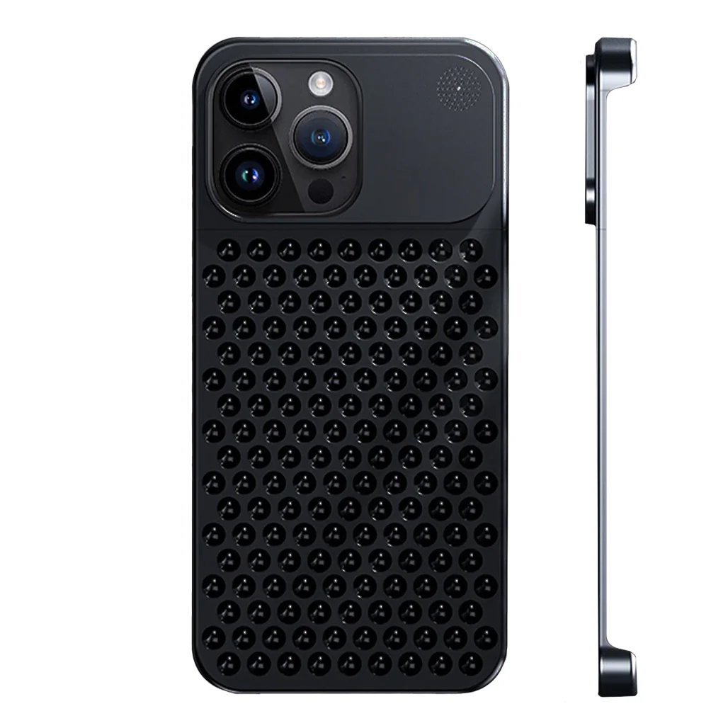 Metal Heat Dissipation Phone Case For iPhone 15 Pro - Black - Image 3