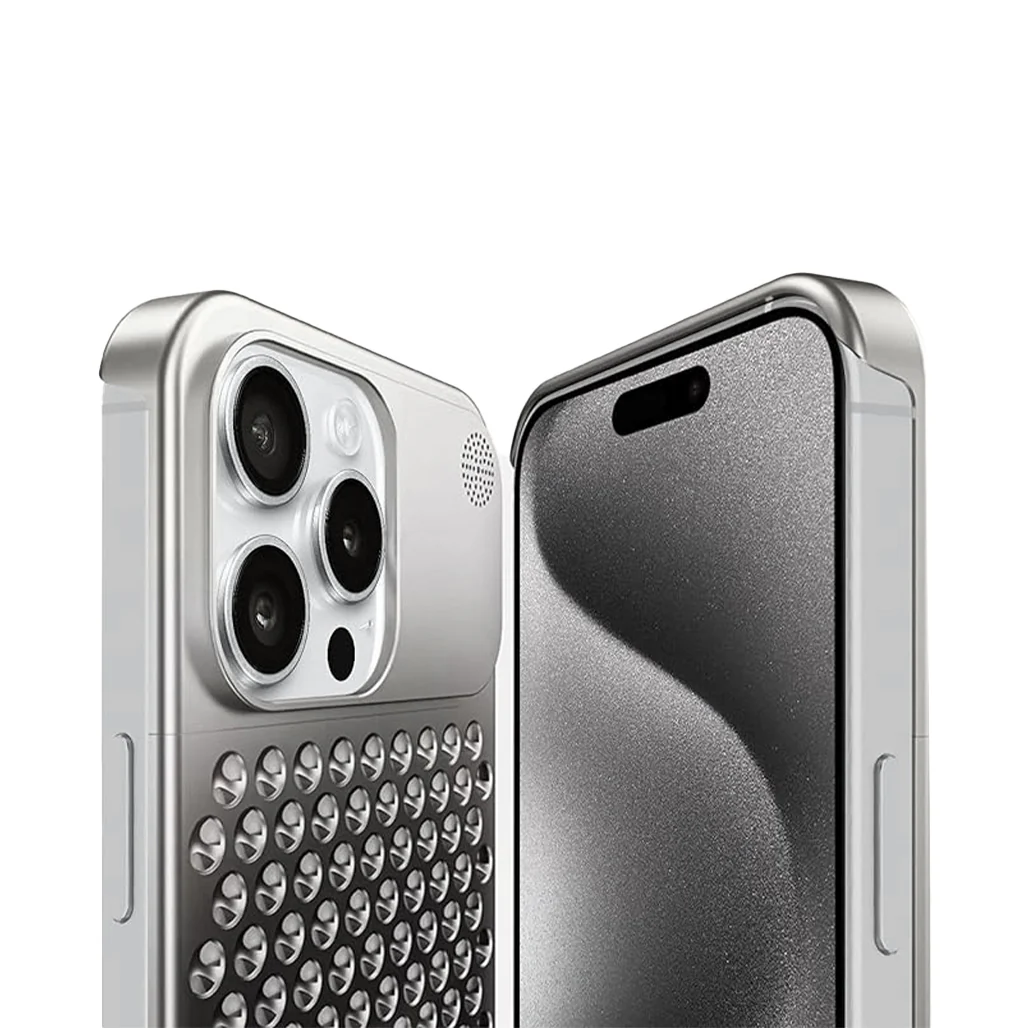 Metal Heat Dissipation Phone Case For iPhone 15 Pro/15 Pro Max- Silver - Image 3