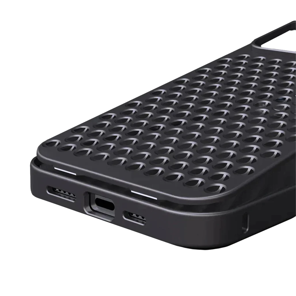 Metallic Alloy Shockproof Cooling Hybrid Case for iPhone 15 Pro Max - Black - Image 3