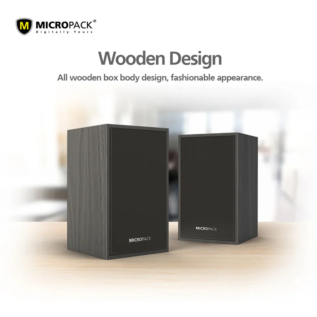 Micropack MS-215A - Wired Multimedia Wooden Speakers - Image 4