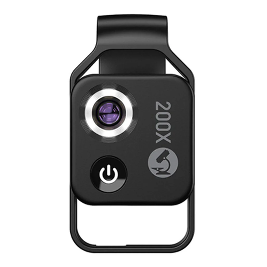 Apexel 200X Magnification Microscope Lens with LED - Portable Clip-On Magnifier for Smartphones
