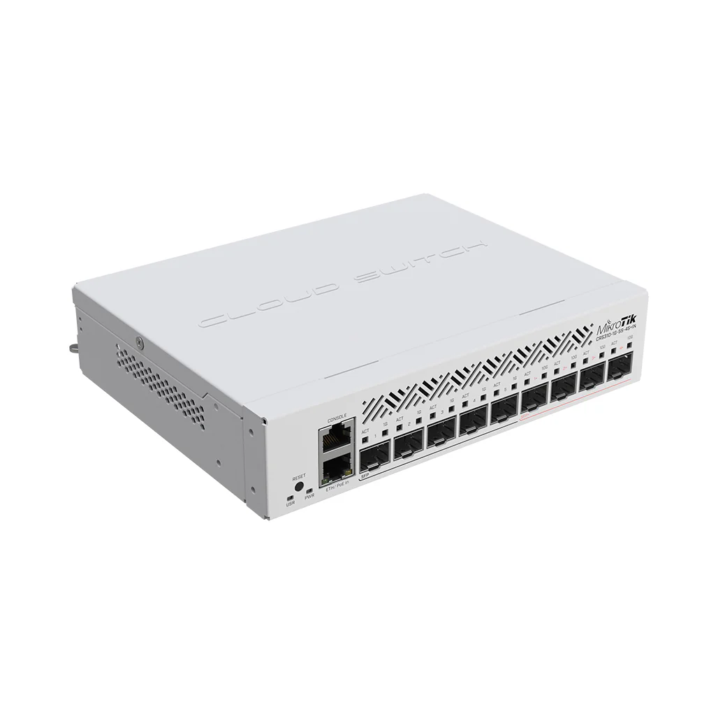 MikroTik CRS310-1G-5S-4S+IN - 10 Gigabit Fiber Switch with 1G SFP, 10G SFP+, and PoE-in - Image 2