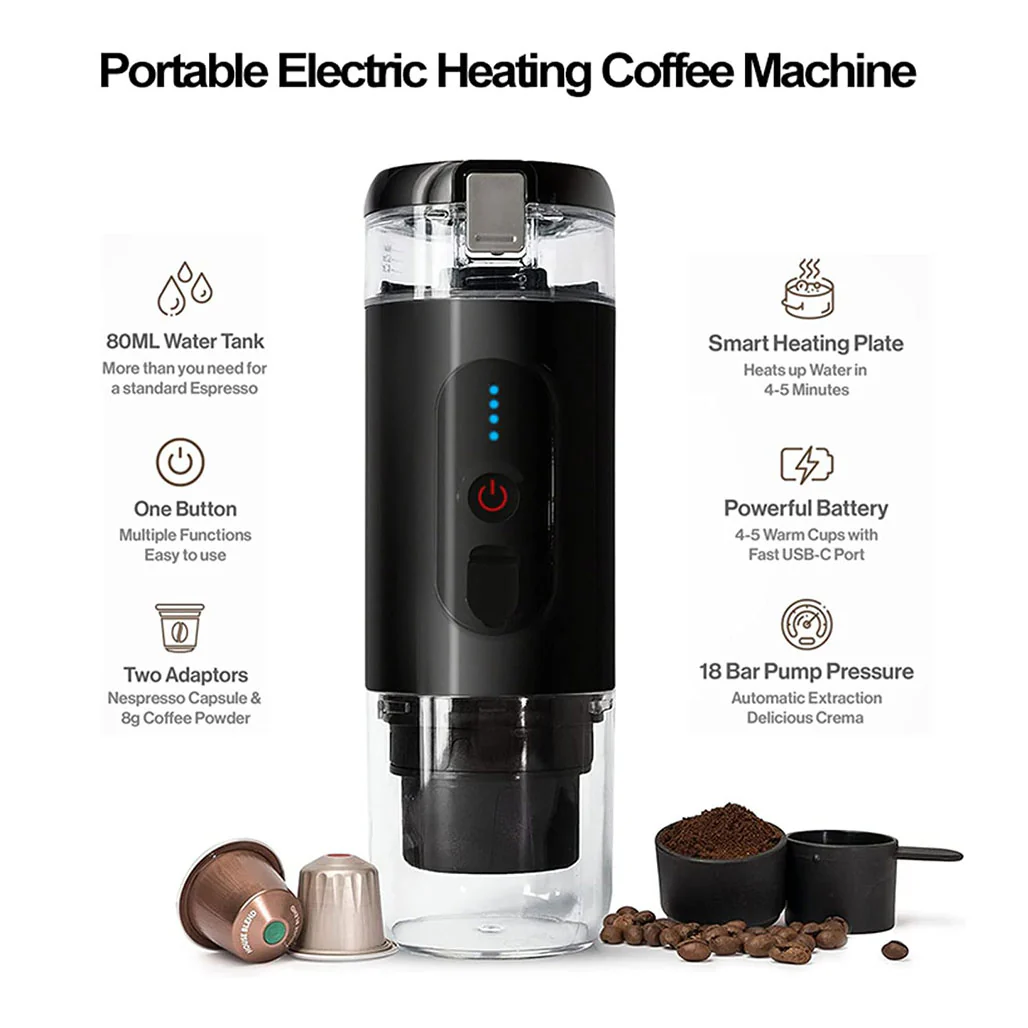 Mini Espresso CF-1801BGC - Portable Electric Espresso Maker with 18 Bar Pressure and 7500mAh Battery - Image 2