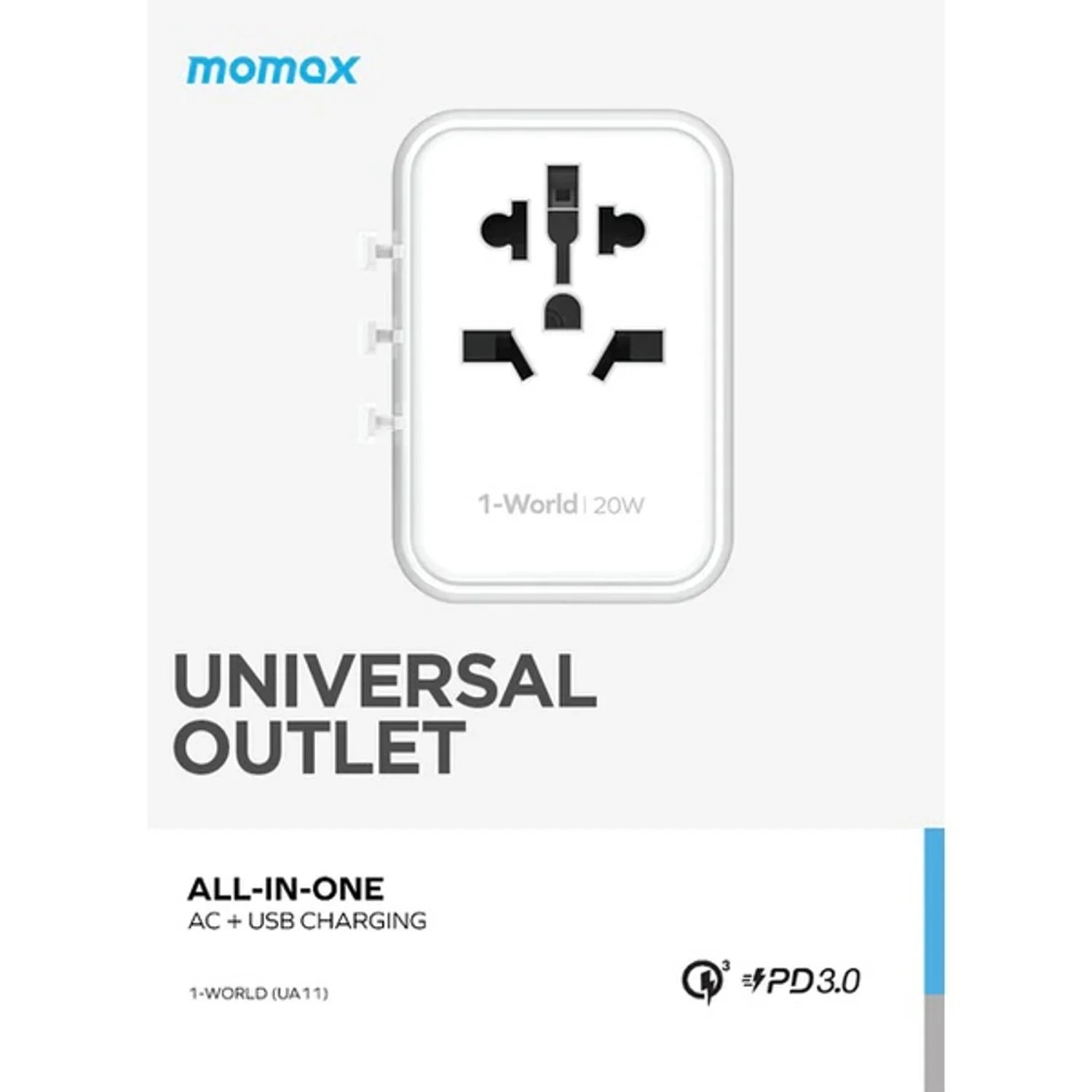 Momax 1-World 20W 3 Ports AC Travel Adapter - Versatile Charging for 150+ Countries - Image 12