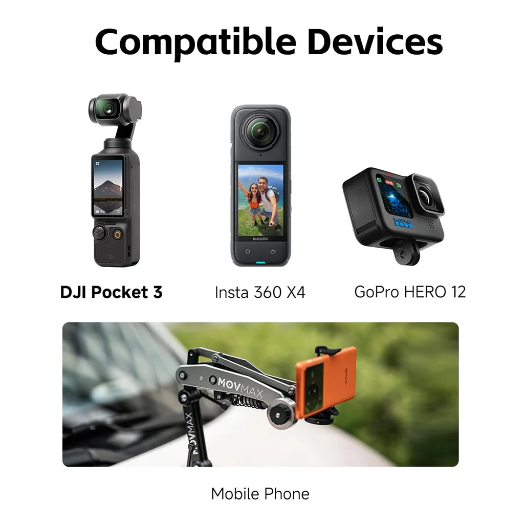 Movmax Blade Arm for DJI Pocket 3, Insta360 X4, and GoPro HERO 12 – Vibration-Reducing Mount with N2 Arm Technology & Adjustable Counterweight - Image 5