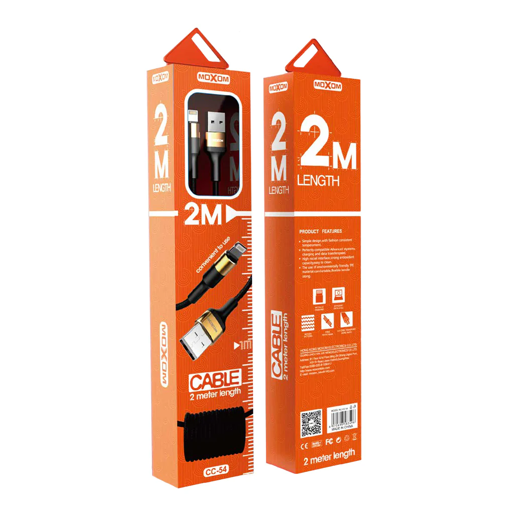 Moxom CC-54 USB to Lightning Cable 2M - Fast Charging & High-Speed Data Transfer - Image 2