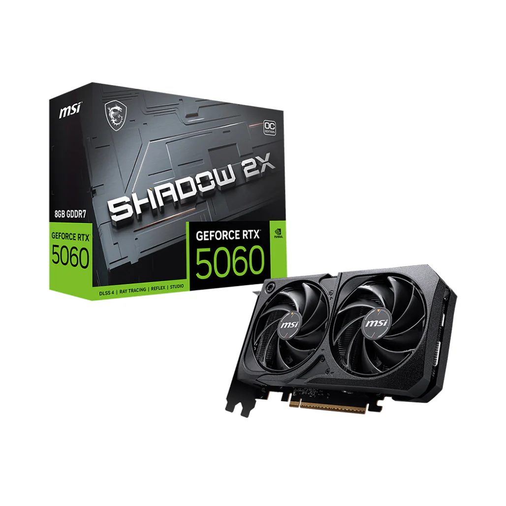 MSI GeForce RTX 5060 8G SHADOW 2X OC – DLSS 4, Ray Tracing, 8GB GDDR7 Graphics Card