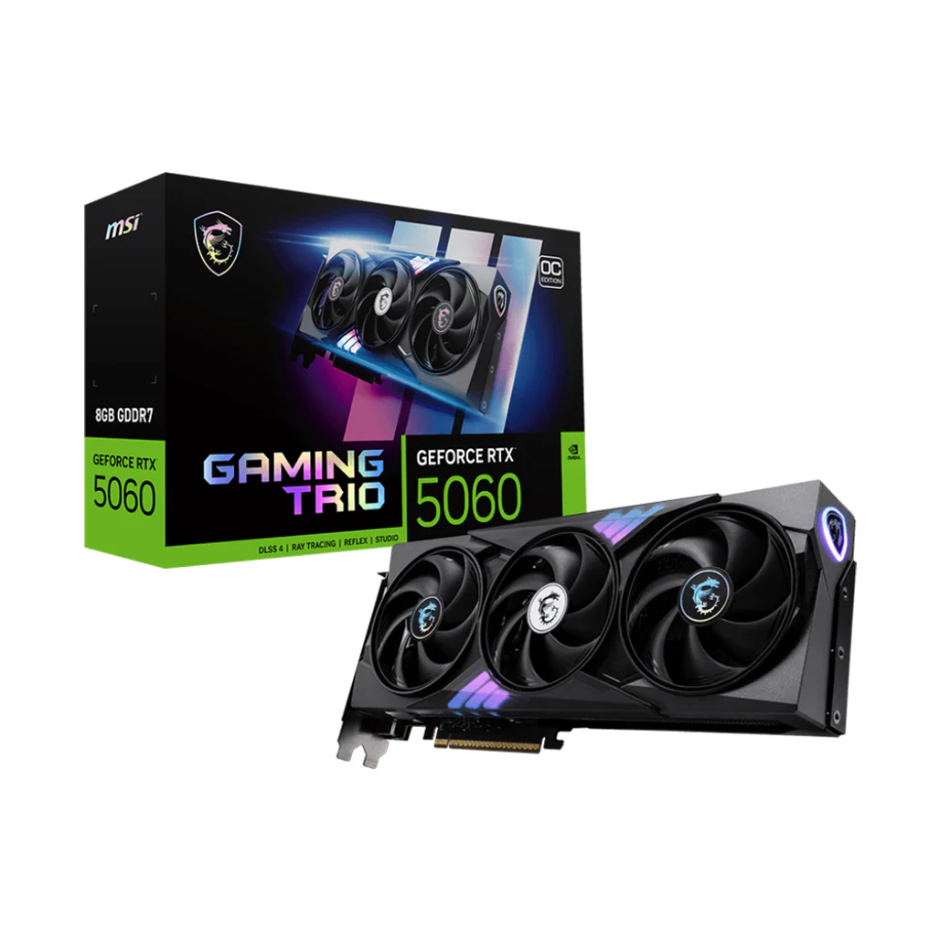 MSI GeForce RTX 5060 GAMING TRIO OC 8GB GDDR7 Graphics Card – DLSS 4, Blackwell Architecture, TRI FROZR 4 Cooling