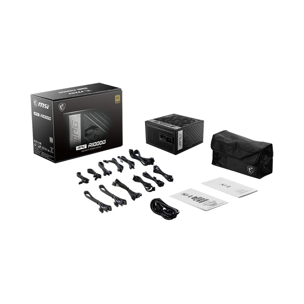 MSI MPG A1000G Power Supply - 1000W 80 PLUS Gold Certified, Fully Modular, Compact Design - Image 6