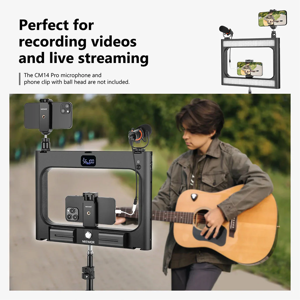 Neewer A111 Bi-Color Ring Light Stabilizer: Adjustable LED Light with Bluetooth Shutter for Smartphone and Camera Rig - Image 5