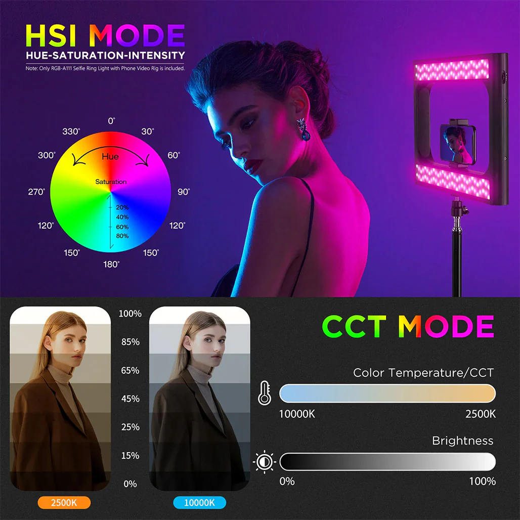 Neewer RGB-A111 RGB Rig Light Stabilizer with Adjustable Hue, Brightness, and Scene Modes - Image 6