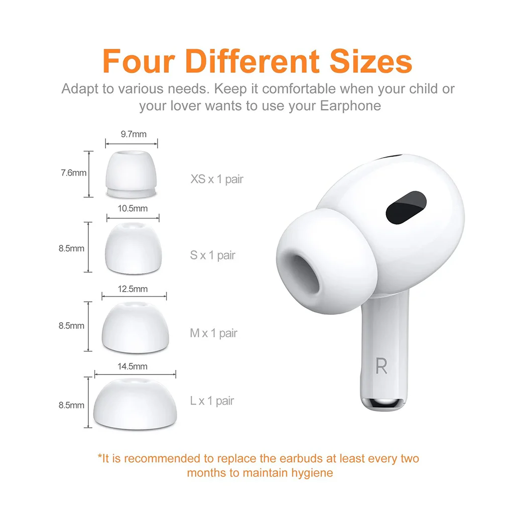 New Bee AirPods Pro Replacement Ear Tips（XS-S-M-L） - Image 3